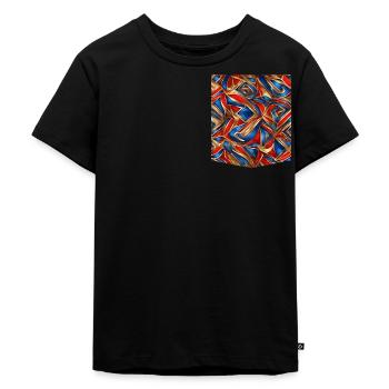 Colorful Intricated Printed Pocket T-Shirt Design - Kids Premium Organic T-Shirt - black - Front - Mikhail (115cm)