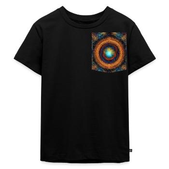 Buntes bedrucktes Taschen-T-Shirt-Design - Kinder Premium Bio T-Shirt - Schwarz - Vorne - Mikhail (115cm)