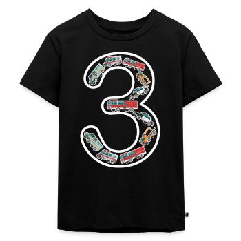 3 ans voiture voitures enfant anniversaire garçon - T-shirt Premium bio Enfant - noir - Devant - Mikhail (115cm)