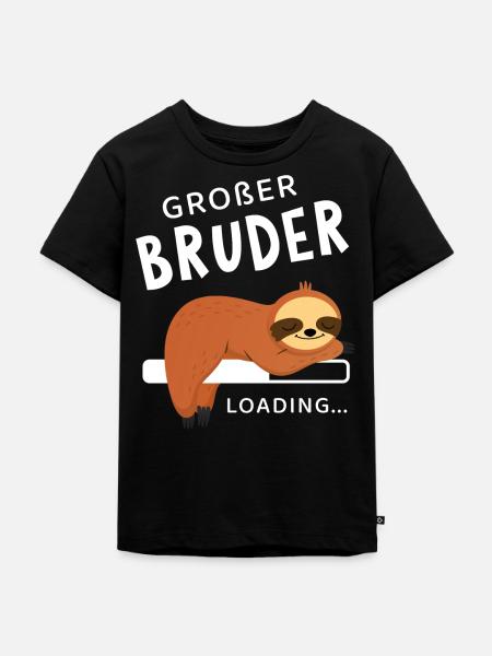 Großer Bruder Loading Faultier - Kinder Premium Bio T-Shirt - Schwarz