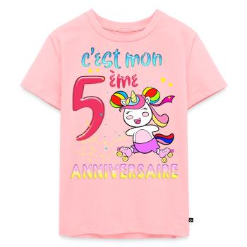 Birthday Little Girl 5 Year Old Unicorn Stars - Kids Premium Organic T-Shirt - rose - Front - AI Model Kid Female (0cm)
