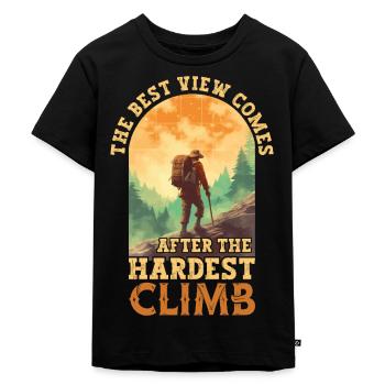 Hiking Hikers Mountains Mountaineering Climbing Nature - Kids Premium Organic T-Shirt - black - Front - Mikhail (115cm)