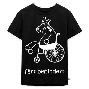 färt behindert, Pferd im Rollstuhl, Lähmung, Pferd - Kinder Premium Bio T-Shirt - Schwarz - Vorne - Mikhail (115cm)