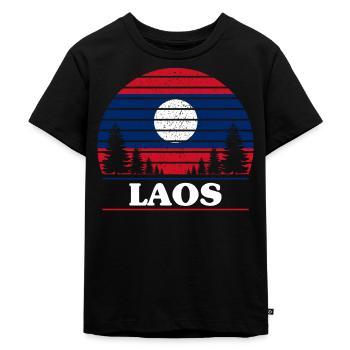 Laos - Kinder Premium Bio T-Shirt - Schwarz - Vorne - Mikhail (115cm)