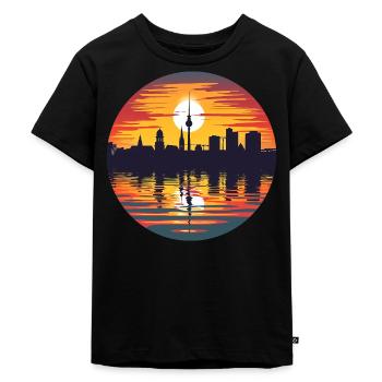 Karlsruhe Skyline - Kinder Premium Bio T-Shirt - Schwarz - Vorne - Mikhail (115cm)