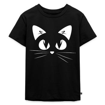 Katze - Kinder Premium Bio T-Shirt - Schwarz - Vorne - Mikhail (115cm)
