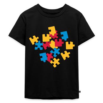 Puzzle - Kids Premium Organic T-Shirt - black - Front - Mikhail (115cm)