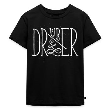 DRÜBER | Drunter & Drüber | Partnerlook - Kinder Premium Bio T-Shirt - Schwarz - Vorne - Mikhail (115cm)