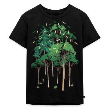 01 Forêt Verte Arbres Feuilles Nature - T-shirt Premium bio Enfant - noir - Devant - Mikhail (115cm)