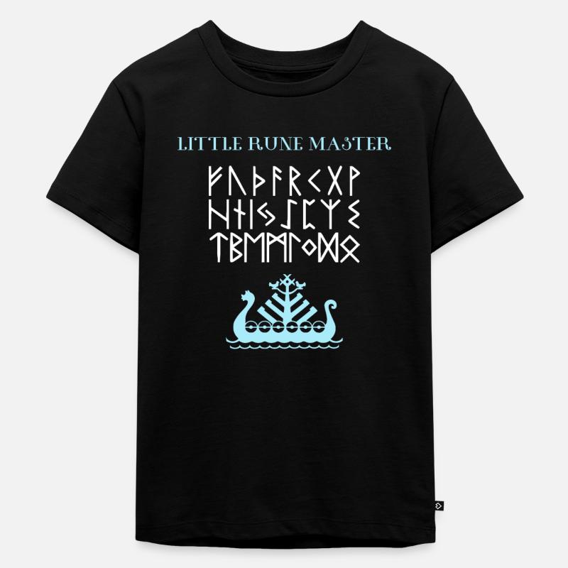 Kinder Wikinger Runen Wikingerschiff - Kinder Premium Bio T-Shirt - Schwarz