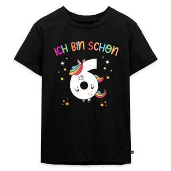 bin schon 6 - 6. Geburtstag Junge Mädchen einhorn - Kinder Premium Bio T-Shirt - Schwarz - Vorne - Mikhail (115cm)