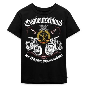 Simson Mopedkult Ostdeutschland - Kinder Premium Bio T-Shirt - Schwarz - Vorne - Mikhail (115cm)