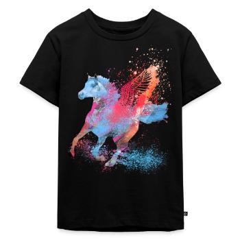 flying horse,horse with wings,horse,graffiti - Kids Premium Organic T-Shirt - black - Front - Mikhail (115cm)