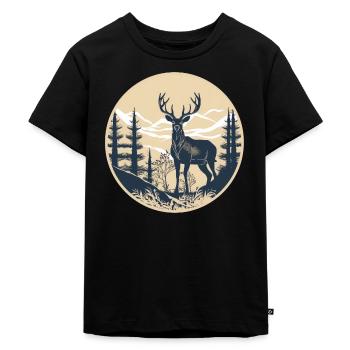 Hirsch - Kinder Premium Bio T-Shirt - Schwarz - Vorne - Mikhail (115cm)