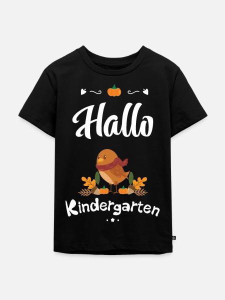 süßes Vogel Design mit Herbstmotiven - Kinder Premium Bio T-Shirt - Schwarz