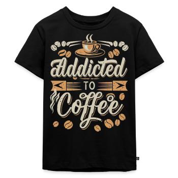 Kaffeesüchtig: Ein Hauch von Koffein - Kinder Premium Bio T-Shirt - Schwarz - Vorne - Mikhail (115cm)