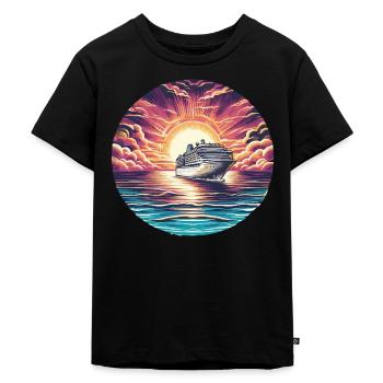 Kreuzfahrt in den Sonnenuntergang - Kinder Premium Bio T-Shirt - Schwarz - Vorne - Mikhail (115cm)