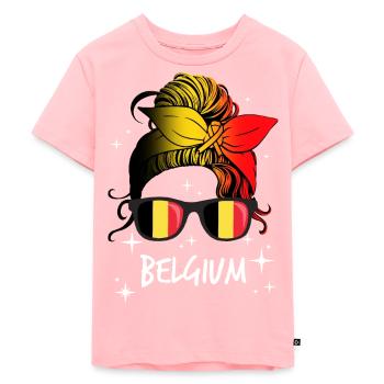 Belgique - T-shirt Premium bio Enfant - rose - Devant - AI Model Kid Female (0cm)