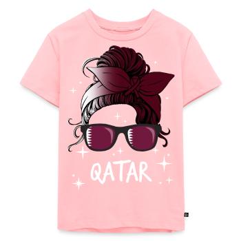Qatar - Kids Premium Organic T-Shirt - rose - Front - AI Model Kid Female (0cm)