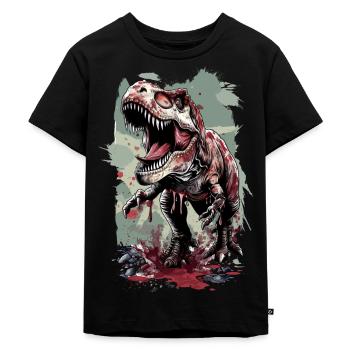 T Rex Dino dinosaure préhistorique - T-shirt Premium bio Enfant - noir - Devant - Mikhail (115cm)