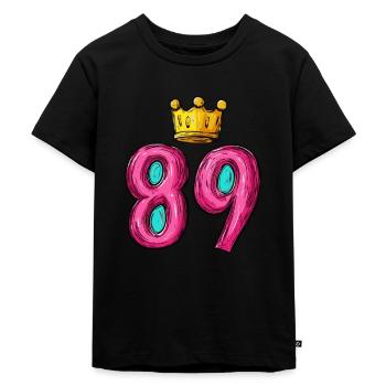 89 Zahl Krone - Kinder Premium Bio T-Shirt - Schwarz - Vorne - Mikhail (115cm)