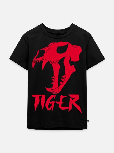 Tigerschädel (Rot) - Kinder Premium Bio T-Shirt - Schwarz