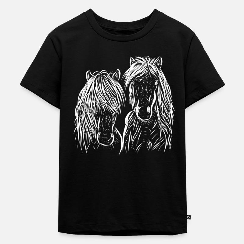 Pferd - Kinder Premium Bio T-Shirt - Schwarz