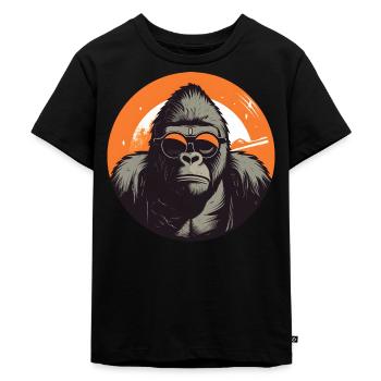 Gorilla mit Sonnenbrille, Affe, Primat - Kinder Premium Bio T-Shirt - Schwarz - Vorne - Mikhail (115cm)