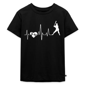 Baseball Baseball Herzschlag - Kinder Premium Bio T-Shirt - Schwarz - Vorne - Mikhail (115cm)