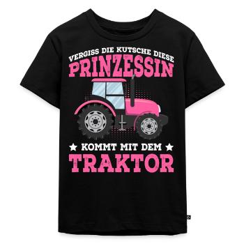 Keine Kutsche Prinzessin kommt mit Traktor - Kinder Premium Bio T-Shirt - Schwarz - Vorne - Mikhail (115cm)