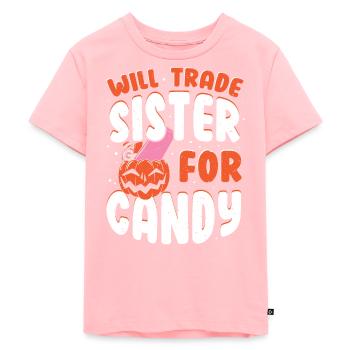 Halloween Süßes für Schwester - Lustig - Kinder Premium Bio T-Shirt - Rosa - Vorne - AI Model Kid Female (0cm)