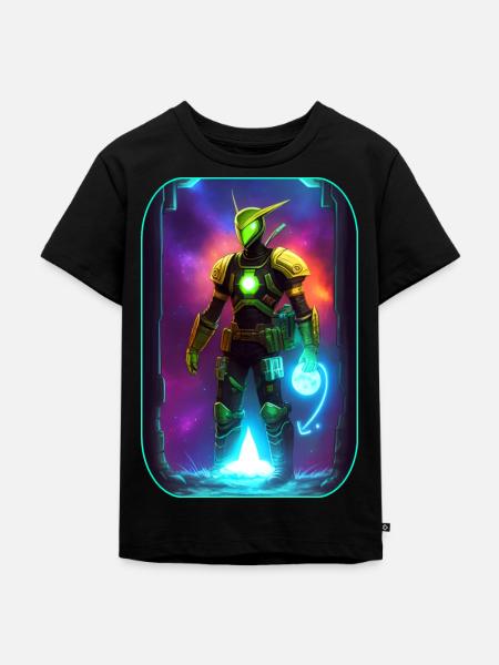 Sciencefiction Cartoon mit Astranaut - Kinder Premium Bio T-Shirt - Schwarz