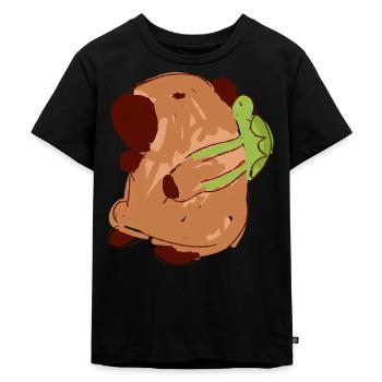 Capybara,Rucksack,Schildkröte,wasserschwein - Kinder Premium Bio T-Shirt - Schwarz - Vorne - Mikhail (115cm)