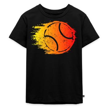 Tennis Design Flamme Ball Turin Finale - Kinder Premium Bio T-Shirt - Schwarz - Vorne - Mikhail (115cm)