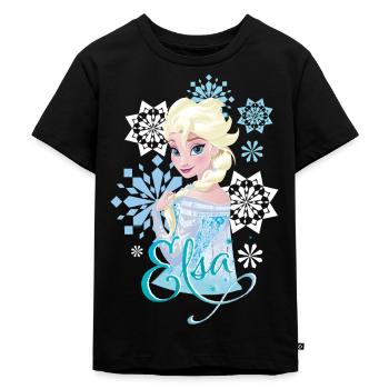 Frozen Elsa Silhouette Mit Schneeflocken - Kinder Premium Bio T-Shirt - Schwarz - Vorne - Mikhail (115cm)