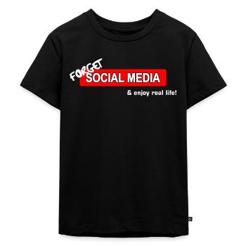 Forget Social Media and enjoy real life! - Kinder Premium Bio T-Shirt - Schwarz - Vorne - Mikhail (115cm)