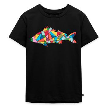 Barsch Angler Design Barschangeln Barsche Angeln - Kinder Premium Bio T-Shirt - Schwarz - Vorne - Mikhail (115cm)