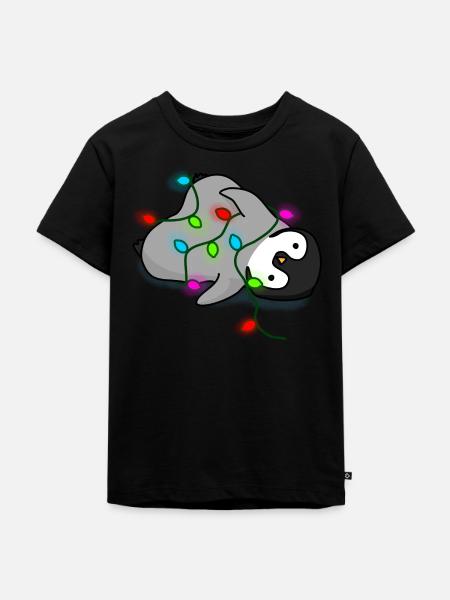 Liegendes Pinguin Baby Weihnachten - Kinder Premium Bio T-Shirt - Schwarz