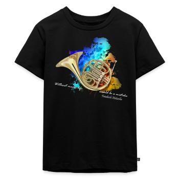 Horn - Kinder Premium Bio T-Shirt - Schwarz - Vorne - Mikhail (115cm)