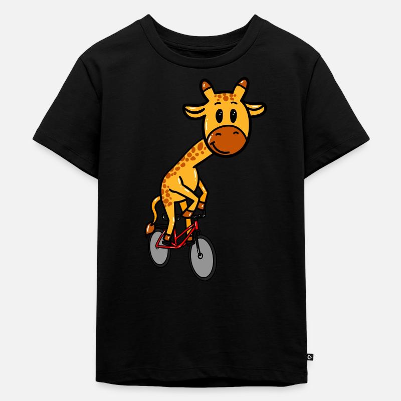 Girafe à vélo - T-shirt Premium bio Enfant - noir
