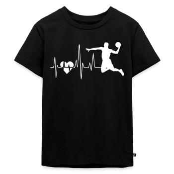 Handball Handball Herzschlag - Kinder Premium Bio T-Shirt - Schwarz - Vorne - Mikhail (115cm)