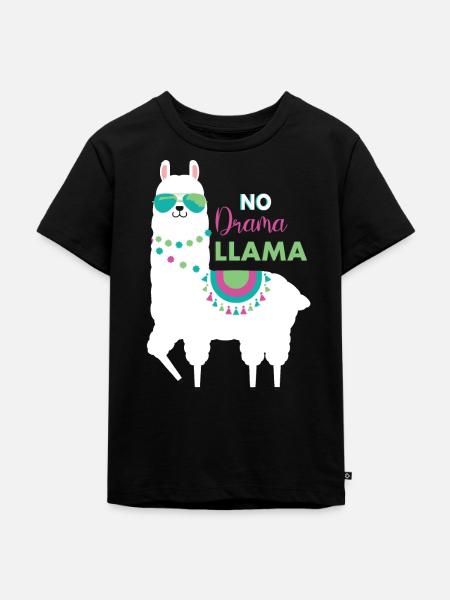 Lama - Kinder Premium Bio T-Shirt - Schwarz