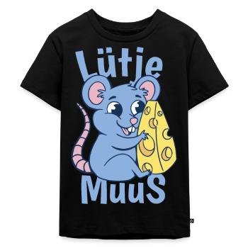 Lütje Muus Plattdeutsch Maus - Kinder Premium Bio T-Shirt - Schwarz - Vorne - Mikhail (115cm)