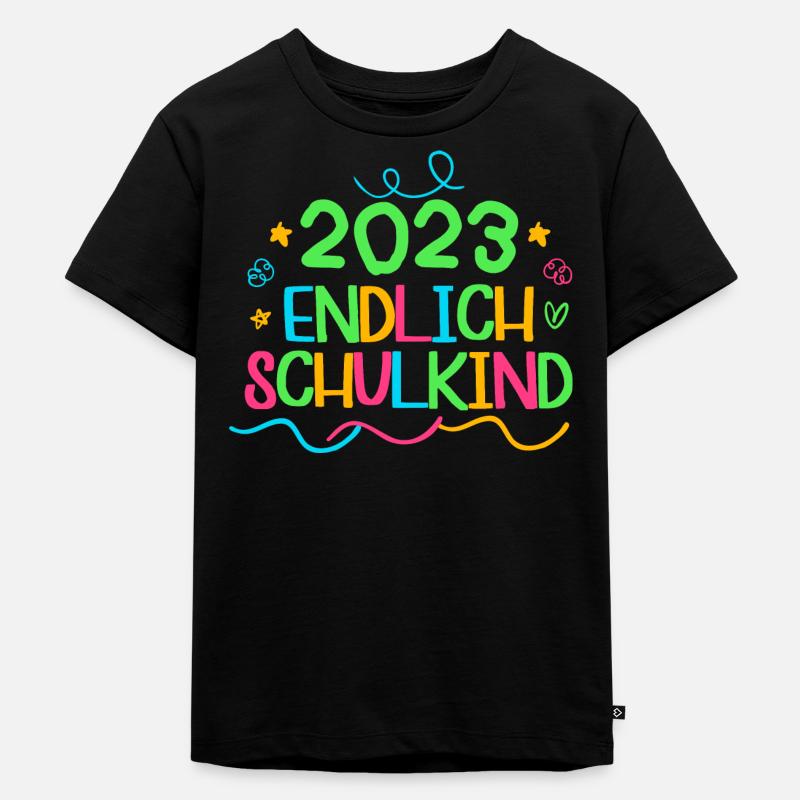 2023 endlich schulkind, Einschulung Erstklässler - Kinder Premium Bio T-Shirt - Schwarz