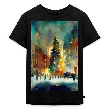 Aquarelle Ville de Noël - T-shirt Premium bio Enfant - noir - Devant - Mikhail (115cm)
