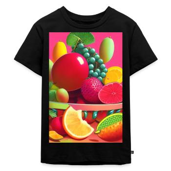 Früchte - Kinder Premium Bio T-Shirt - Schwarz - Vorne - Mikhail (115cm)