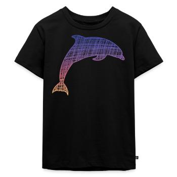 Delfin Dolphin - Kinder Premium Bio T-Shirt - Schwarz - Vorne - Mikhail (115cm)