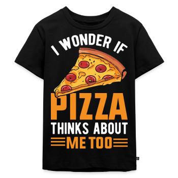 Pizza Il suffit de penser à la tranche de pizza au fromage - T-shirt Premium bio Enfant - noir - Devant - Mikhail (115cm)
