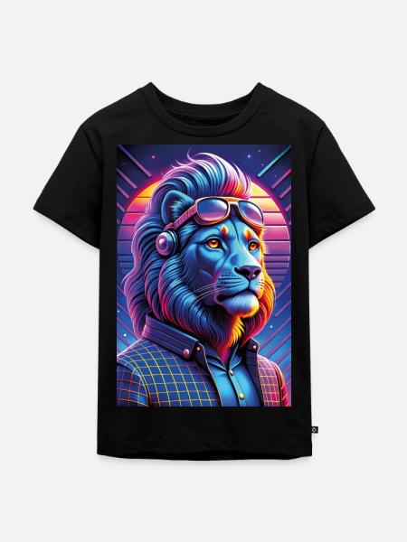 Lion Pop Art 80s - Kids Premium Organic T-Shirt - black