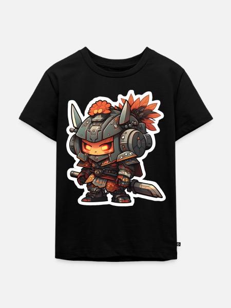 Chibi Samurai Roboter - Kinder Premium Bio T-Shirt - Schwarz